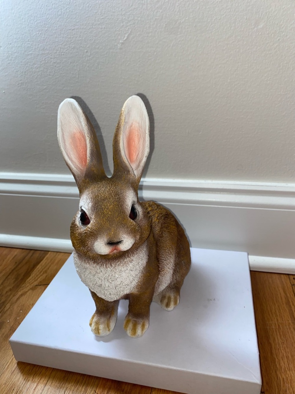 Brown and White Decorative Easter Bunny Figure